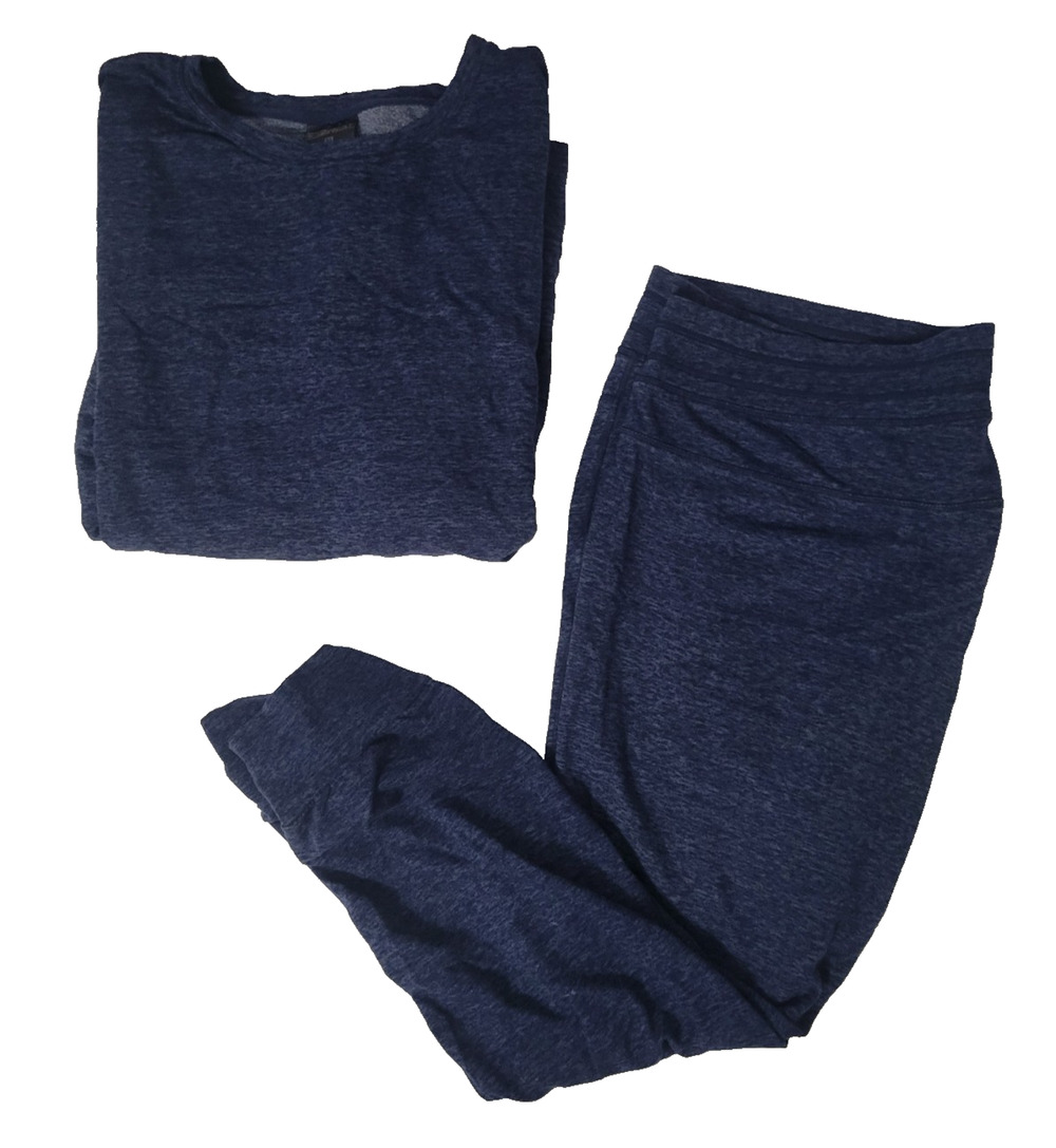 32 Degrees Heat Women's XL Navy Heather Pullover Jogger Pants Lounge Set 2 Piece